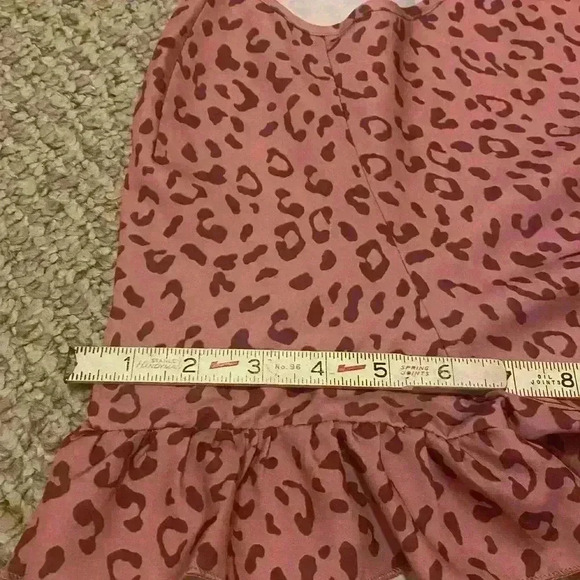 AMONIDA Leopard Print Ruffle Blouse Slant Hem Round - Picture 4 of 5